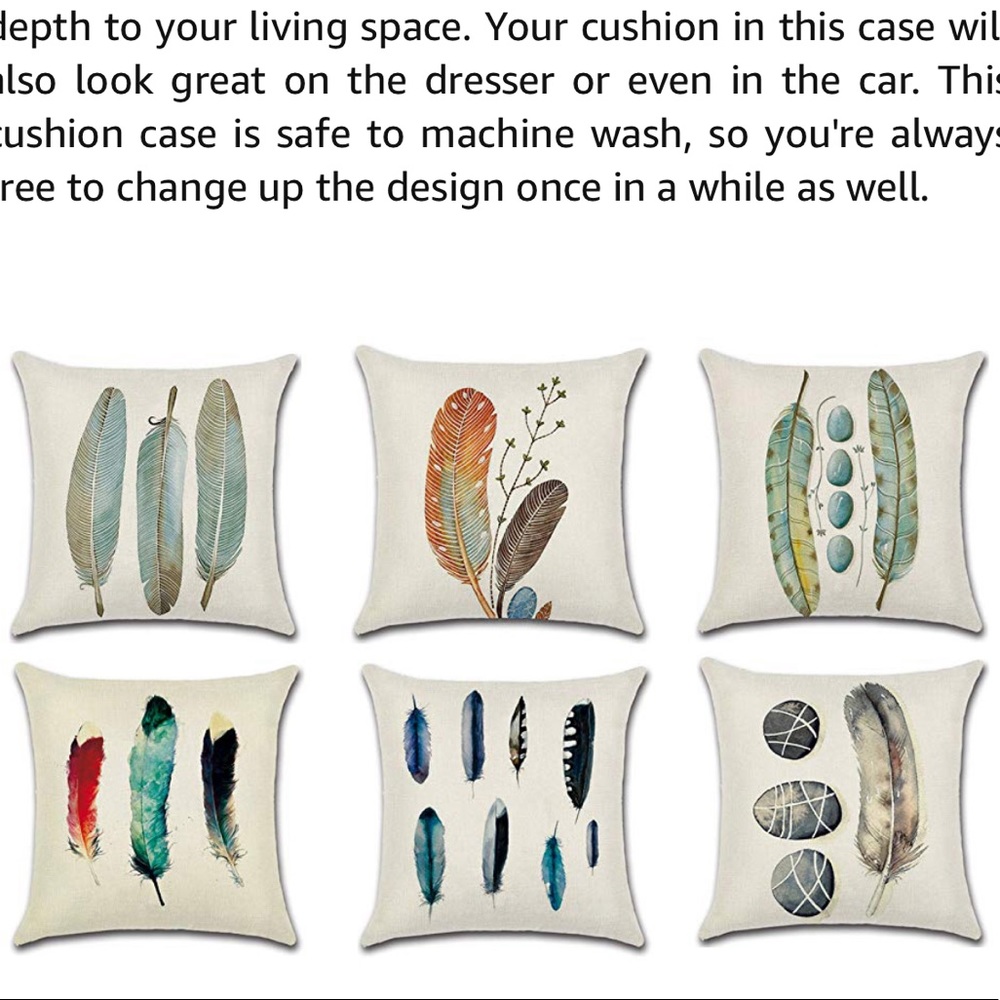 Set of 6 Cushion Covers - feathers - Bohemian chic - Picture 5 of 8